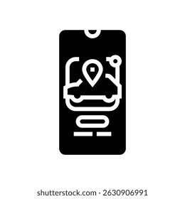 App móvil que comparte el coche Compartir el Vector del icono del glifo del servicio. App móvil que comparte el coche Compartir el signo del servicio