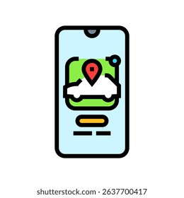 mobile app sharing car share service color icon vector. mobile app sharing car share service sign. isolated symbol illustration