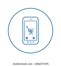 Mobile app shopping design icon | Circle version icon |