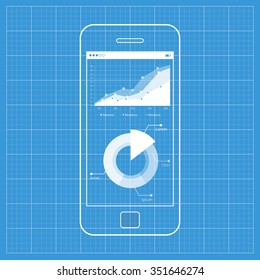 Mobile app single screen ui kit. Statistics dashboard piechart information screen