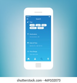 Mobile app single screen ui kit. Search screen.