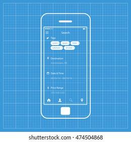 Mobile app single screen ui kit. Search screen.