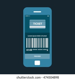 Mobile app single screen ui kit. Ticket screen.