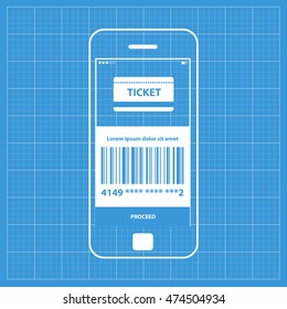 Mobile app single screen ui kit. Ticket screen.