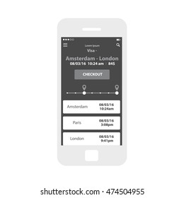 Mobile app single screen ui kit. Travel planning screen.