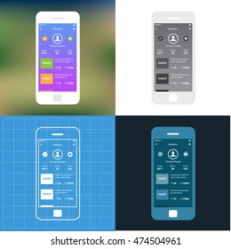 Mobile app single screen ui kit. User profile screen.
