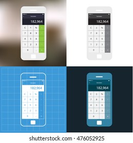 Mobile app single screen ui kit. Calculator screen.