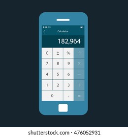 Mobile app single screen ui kit. Calculator screen.
