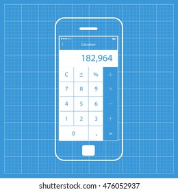 Mobile app single screen ui kit. Calculator screen.
