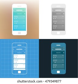 Mobile app single screen ui kit. Agenda Planner screen.