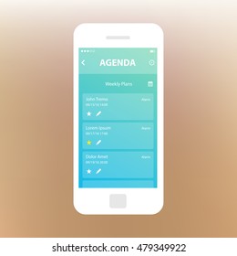 Mobile app single screen ui kit. Agenda Planner screen.