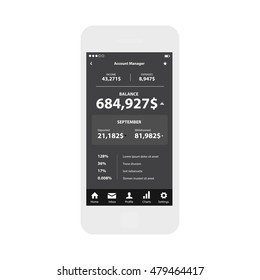 Mobile app single screen ui kit. Finance manager screen.