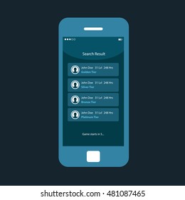 Mobile app single screen ui kit. Search results screen.