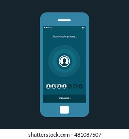 Mobile app single screen ui kit. Searching for players screen.