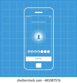 Mobile app single screen ui kit. Searching for players screen.