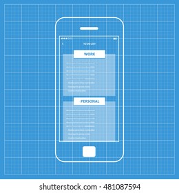 Mobile app single screen ui kit. To do list memo screen.