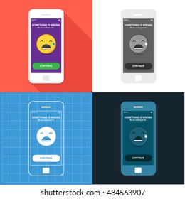 Mobile app single screen ui kit. Something is wrong screen.