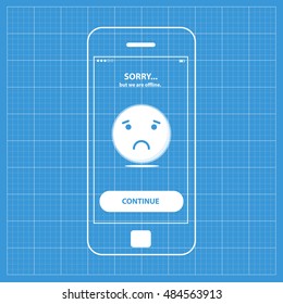 Mobile app single screen ui kit. Sorry we are offline screen.