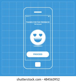 Mobile app single screen ui kit. Thanks for feedback screen.