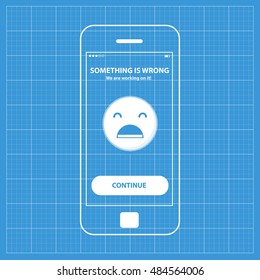 Mobile app single screen ui kit. Something is wrong screen.