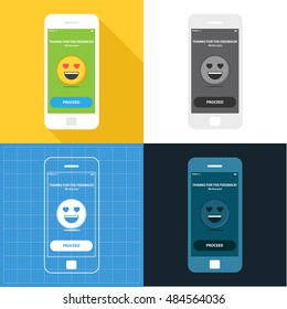 Mobile app single screen ui kit. Thanks for feedback screen.