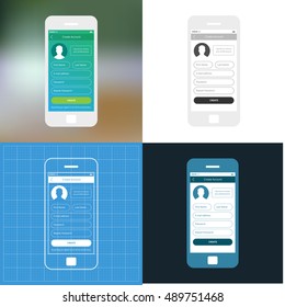 Mobile Wireframe Ui Kit Login Welcome Stock Vector (Royalty Free ...