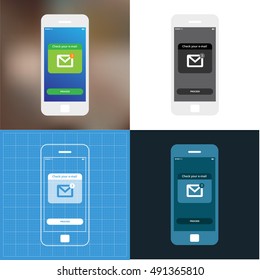 Mobile App Single Screen Ui Kit. Check Your Email Screen.