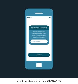 Mobile app single screen ui kit. Reset your password screen.