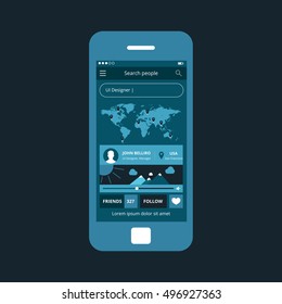 Mobile app single screen ui kit. Search people screen.