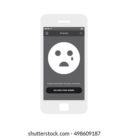 Mobile app single screen ui kit. No friends screen.