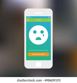 Mobile app single screen ui kit. No friends screen.