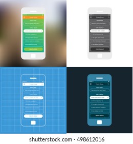 Mobile app single screen ui kit. Create Group.