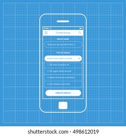 Mobile app single screen ui kit. Create Group.