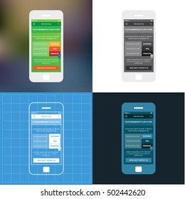 Mobile app single screen ui kit. Membership plan screen.