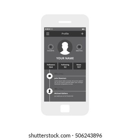 Mobile app single screen ui kit. User Profile screen.