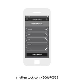 Mobile app single screen ui kit. Schedule meeting screen.
