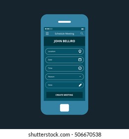 Mobile app single screen ui kit. Schedule meeting screen.