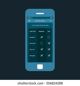 Mobile app single screen ui kit. Membership Plans screen.