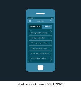 Mobile app single screen ui kit. User Premium plan screen.