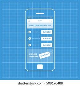 Mobile app single screen ui kit. Order screen.