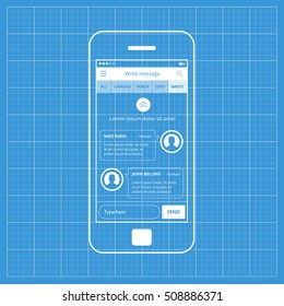 Mobile app single screen ui kit. Write message chat screen.