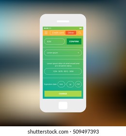 Mobile app single screen ui kit. Credit card info screen.