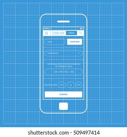Mobile app single screen ui kit. Credit card info screen.