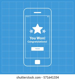 Mobile App Single Screen Ui Kit. Congratulations You Won Screen.