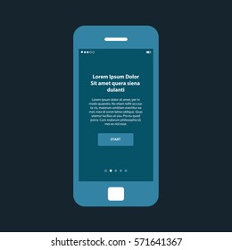 Mobile app single screen ui kit. Tutorial text screen.