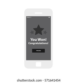 Mobile App Single Screen Ui Kit. Congratulations You Won Screen.