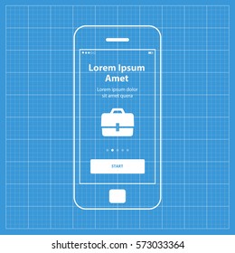 Mobile app single screen ui kit. Business icon screen.