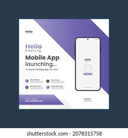 Mobile App Social Media Post Banner Template, Apps Promotional Instagram Post