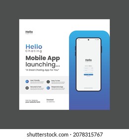 Mobile App Social Media Post Banner Template, Apps Promotional Instagram Post