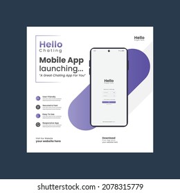 Mobile App Social Media Post Banner Template, Apps Promotional Instagram Post